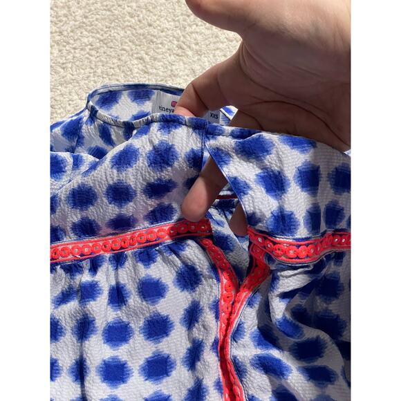 Vineyard Vines Silk Sequin Tunic Womens  XXS Long Sleeve Blouse Blue White Pink - Picture 8 of 11